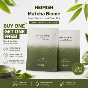 Heimish Matcha Biome Low pH Hydrating Mask Sheet 30ml (BUY ONE GET ONE FREE)