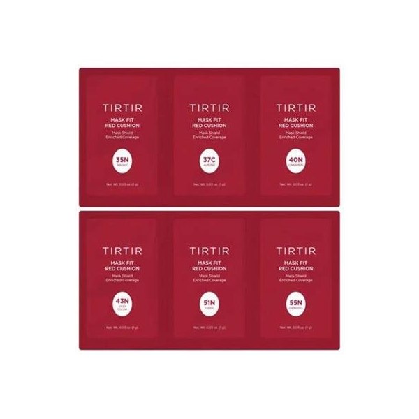 TIRTIR Mask Fit Red Cushion 6 Shade Trial Kit - 33N,37C,40N,43N,51N,55N